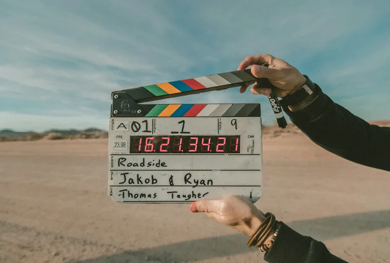 Independent film crew working on set during production